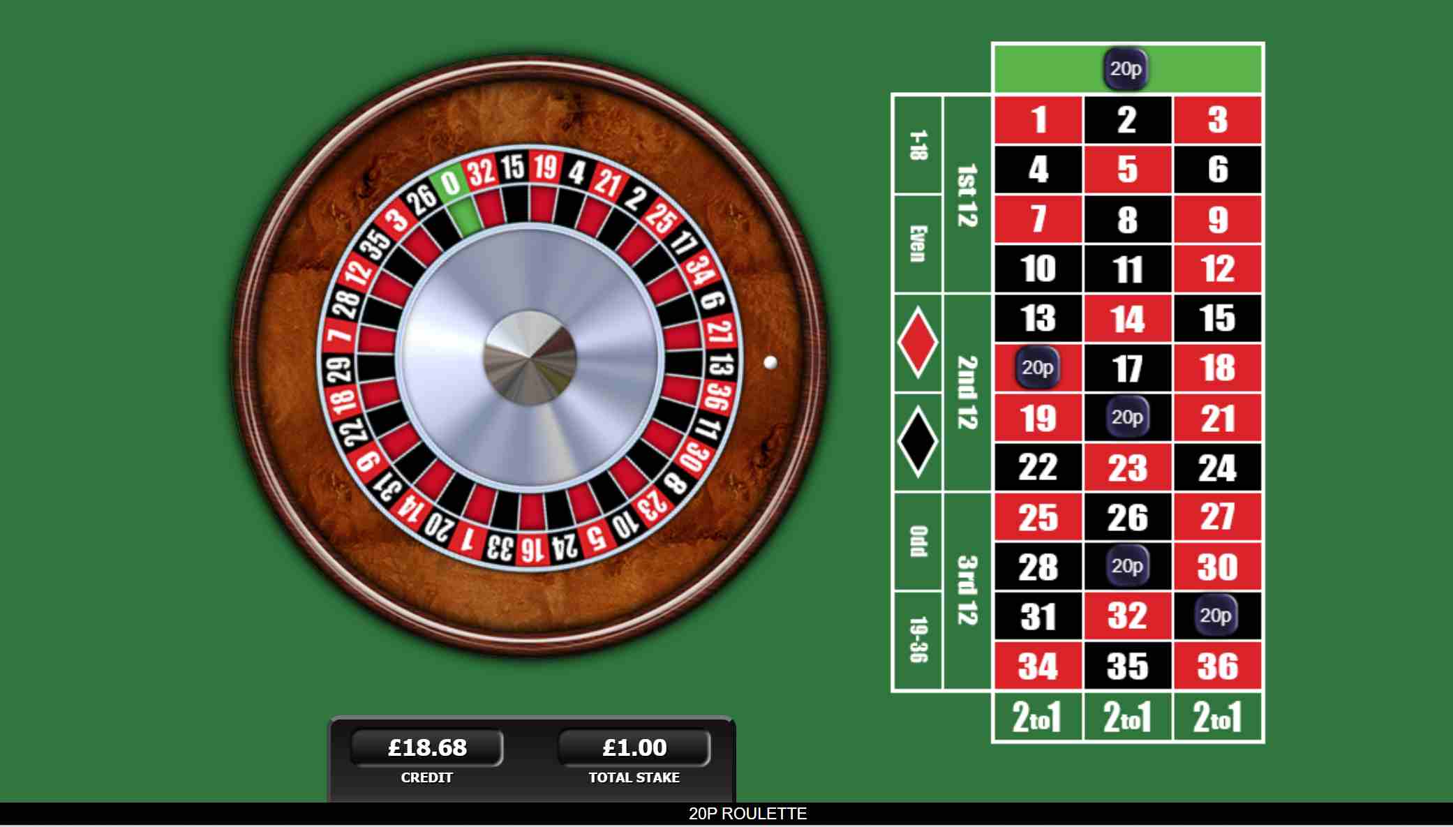 20p roulette wheel